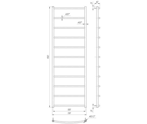 Полотенцесушитель Mario Классик НР 1550х530/500 1.3.0105.01.P