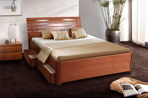 Кровать двуспальная МИКС-мебель Мария 180х200 бук с ящиками
