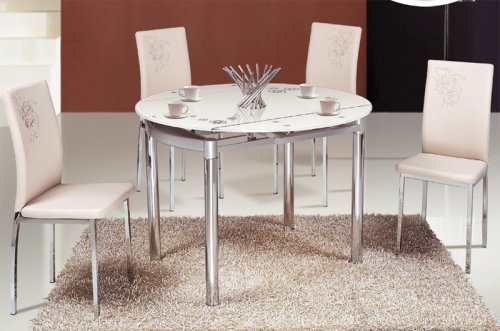 Стол обеденный нераскладной МИКС-мебель Сандра М Бело-розовый