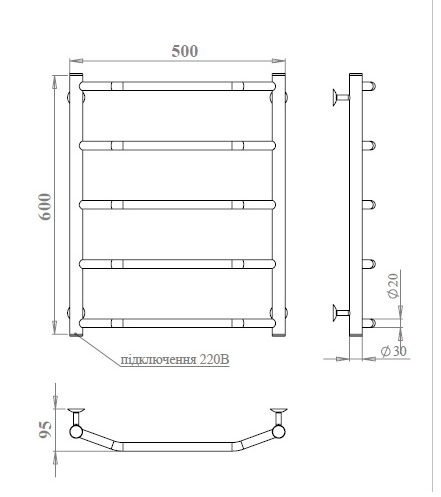 Полотенцесушитель PALADii Классик электро РШе196L