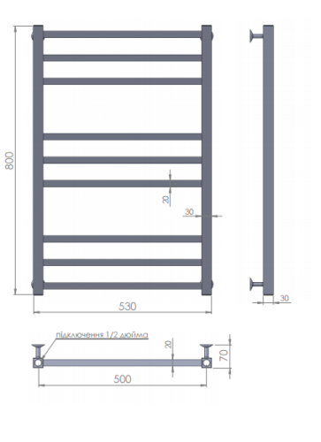 Рушникосушарка PALADii Грація 800х530 / 9 КВ016