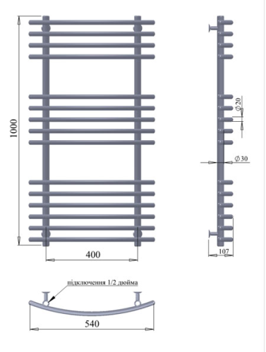 Полотенцесушитель PALADii Марафон 1000х540/15 ТФ009