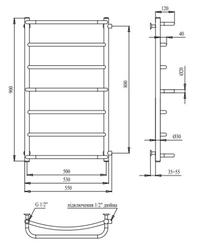 Полотенцесушитель PALADii Идеал 900х550/7 ИД031