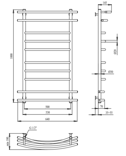 Рушникосушарка PALADii Фурор 1000х640 / 10 ФА007