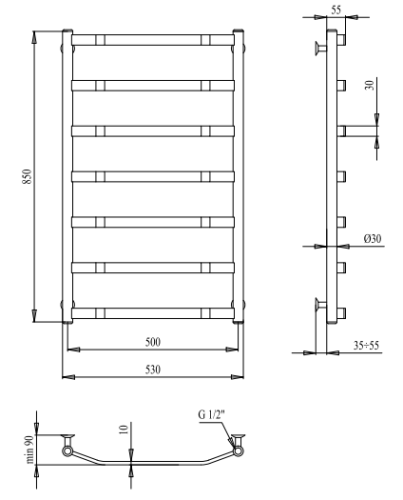 Рушникосушарка PALADii Галант 850х530 / 7 ПТ021