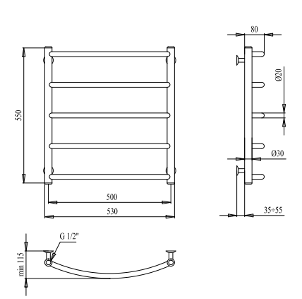 Рушникосушарка PALADii Стандарт 550х530 / 5 РБ028