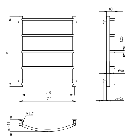 Рушникосушарка PALADii Стандарт 650х530 / 5 РБ096