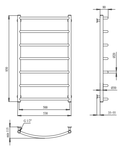 Рушникосушарка PALADii Стандарт 850х530 / 7 РБ194