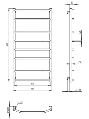 Рушникосушарка PALADii Класік 1000х530 / 8 РШ126