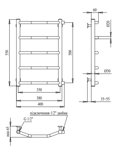 Полотенцесушитель PALADii Классик 550х400/5 РШ085