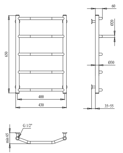 Рушникосушарка PALADii Класік 650х430 / 5 РШ071