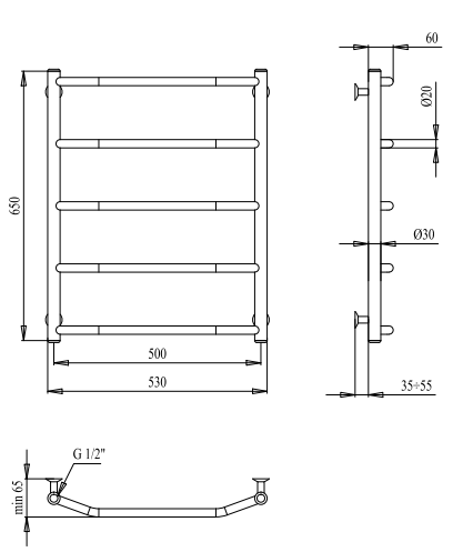 Рушникосушарка PALADii Класік 650х530 / 5 РШ069