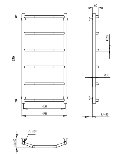 Рушникосушарка PALADii Класік 850х430 / 6 РШ149