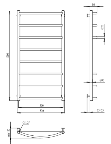 Рушникосушарка PALADii Мікс 1000х530 / 8 СП003
