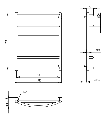 Рушникосушарка PALADii Мікс 650х530 / 6 СП001
