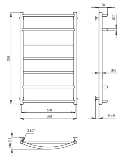 Полотенцесушитель PALADii Микс 850х530/7 СП002