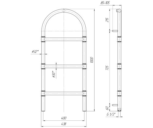 Полотенцесушитель Mario Деко 1000х445/400 1.2.4800.03.Р