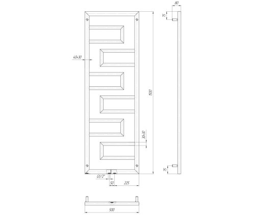 Полотенцесушитель Mario Талия 1500х500/50 1.2.5000.03.Р