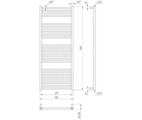 Полотенцесушитель Mario Гера 1250х500/470 1.2.0404.03.P