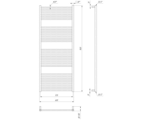 Полотенцесушитель Mario Гера 1500х600/570 1.2.0416.03.P
