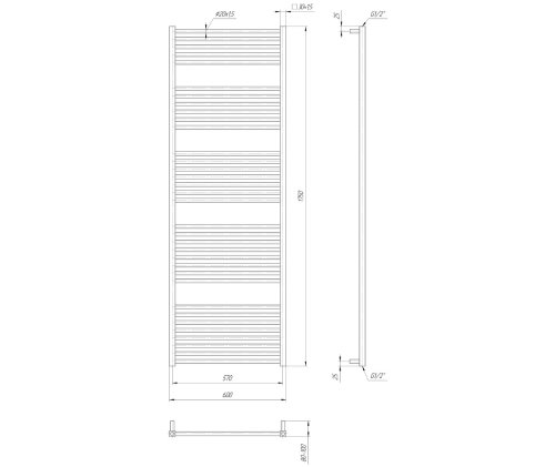 Полотенцесушитель Mario Гера 1750х600/570 1.2.0418.03.P