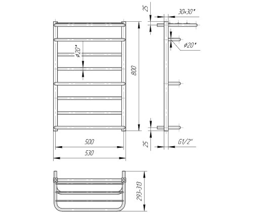 Полотенцесушитель Mario Люксор 800х530/500 1.2.4400.03.P
