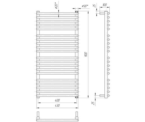 Полотенцесушитель Mario Премиум Турин 900х430/400 1.2.1500.03.P