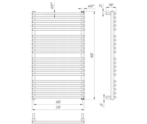 Полотенцесушитель Mario Премиум Турин 900х530/500 1.2.1501.03.P