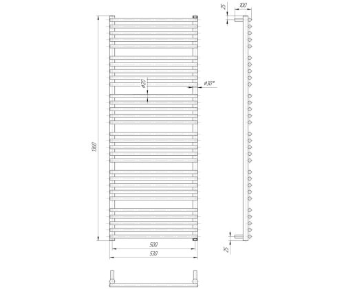 Полотенцесушитель Mario Премиум Турин 1360х530/500 1.2.1504.03.P