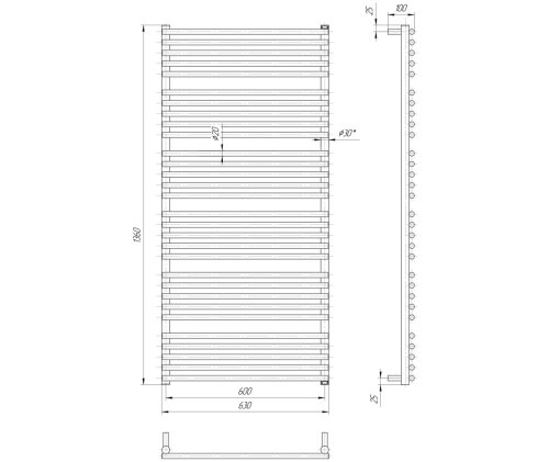 Полотенцесушитель Mario Премиум Турин 1360х630/600 1.2.1505.03.P