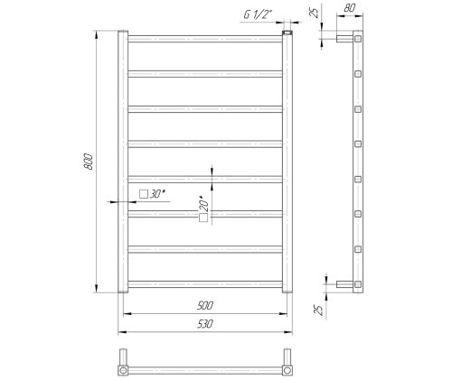 Полотенцесушитель Mario Токио 800х530/500 1.2.0600.03.P