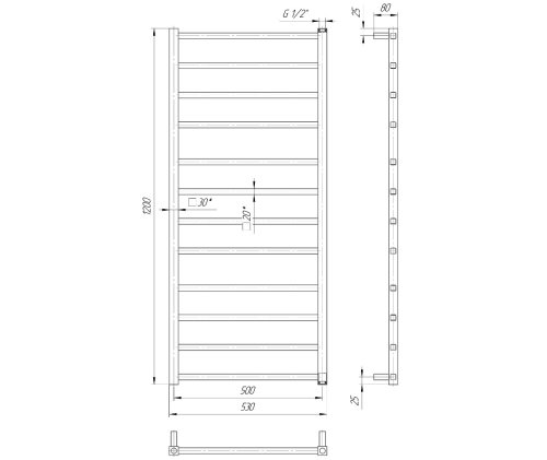 Полотенцесушитель Mario Токио 1200х530/500 1.2.0602.03.P