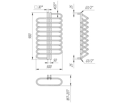 Полотенцесушитель Mario Палермо 1410х500/50 1.2.1901.03.P