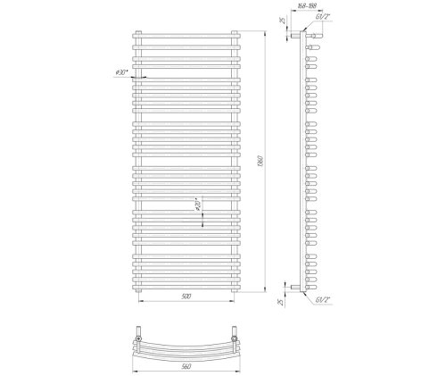 Полотенцесушитель Mario Премиум Марио 1360х560/500 1.2.1302.03.P