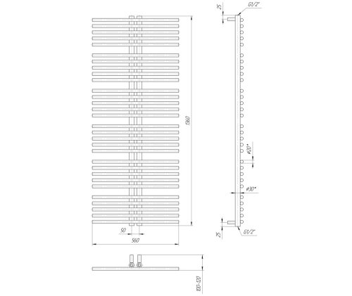 Полотенцесушитель Mario Рим 1360х560/50 1.2.1001.03.P