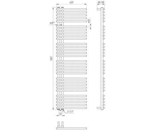Рушникосушарка Mario Преміум Марсель 1360х400 / 50 1.2.0802.03.P
