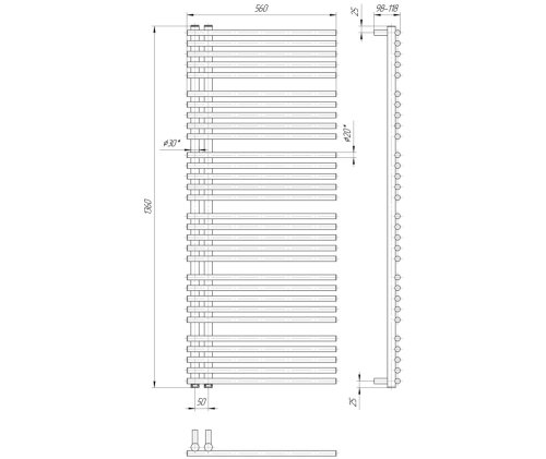 Полотенцесушитель Mario Премиум Марсель 1360х560/50 1.2.0804.03.P