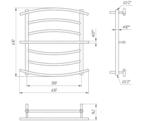 Полотенцесушитель Mario Лион 630х630/500 1.1.1700.01.P
