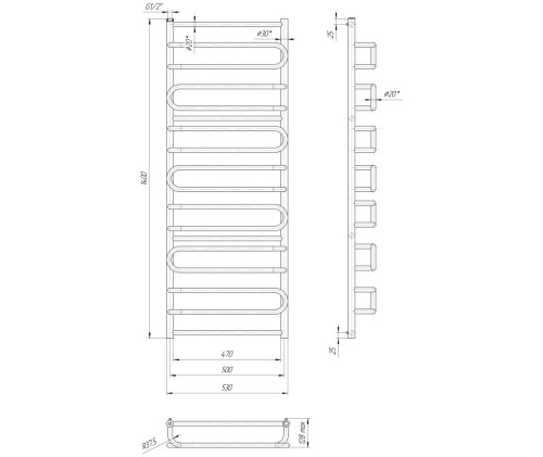 Полотенцесушитель Mario Ницца 1400х530/500 1.1.4302.01.P