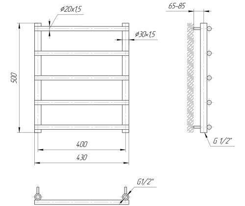 Полотенцесушитель Mario Турин 500х430/400 1.1.4500.01.P