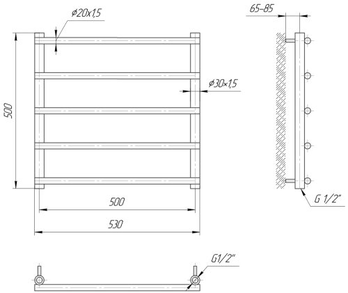 Рушникосушарка Mario Турин 500х530 / 500 1.1.4501.01.P
