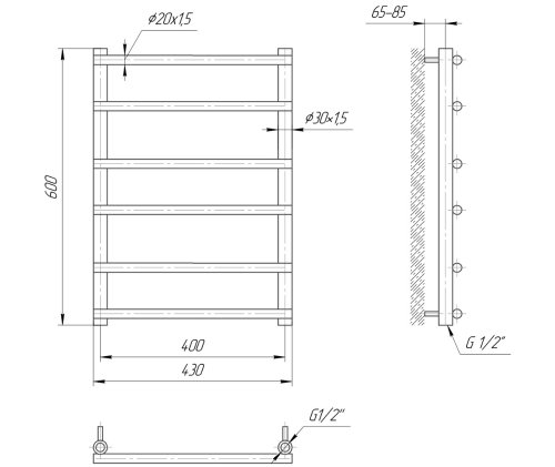 Полотенцесушитель Mario Турин 600х430/400 1.1.4502.01.P