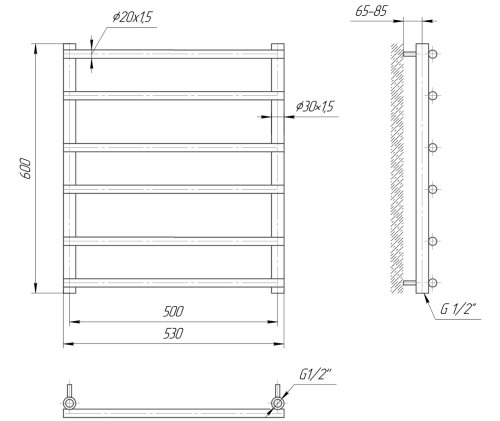 Полотенцесушитель Mario Турин 600х530/500 1.1.4503.01.P
