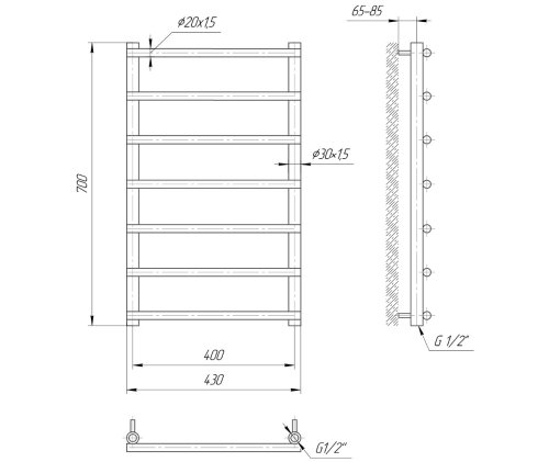 Полотенцесушитель Mario Турин 700х430/400 1.1.4504.01.P