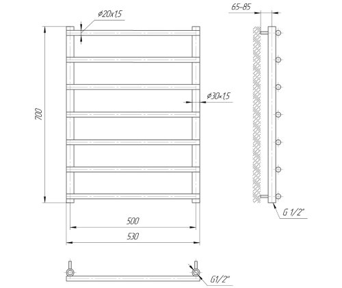 Полотенцесушитель Mario Турин 700х530/500 1.1.4505.01.P