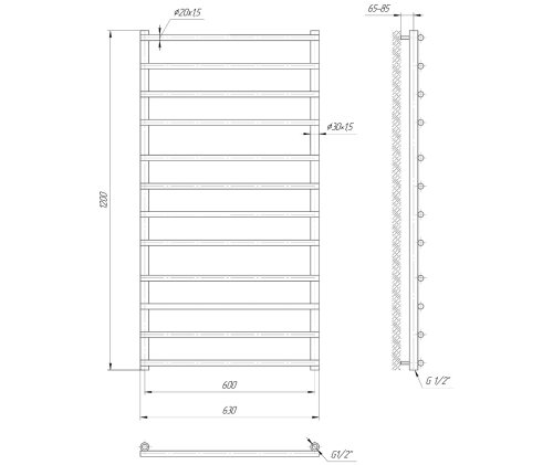 Рушникосушарка Mario Турин 1200х630 / 600 1.1.4510.01.P
