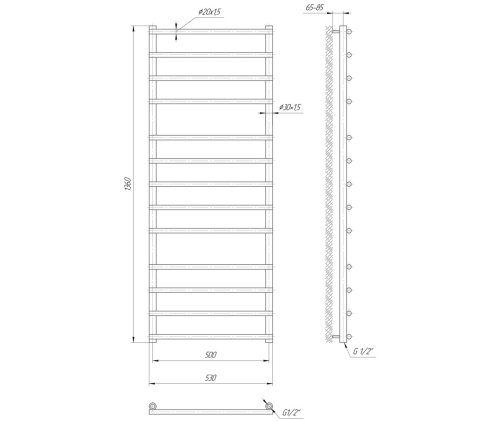 Полотенцесушитель Mario Турин 1360х530/500 1.1.4512.01.P