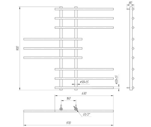 Рушникосушарка Mario Симфонія 900х970 / 160 1.1.1201.01.P