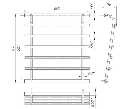 Рушникосушарка Mario Венера 630x600 / 600 1.1.0601.01.P