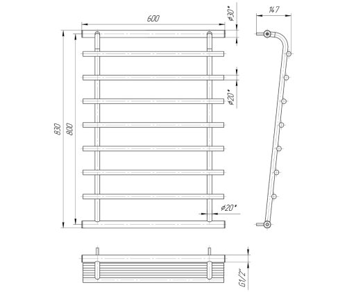 Полотенцесушитель Mario Венера 830х600/800 1.1.0603.01.P